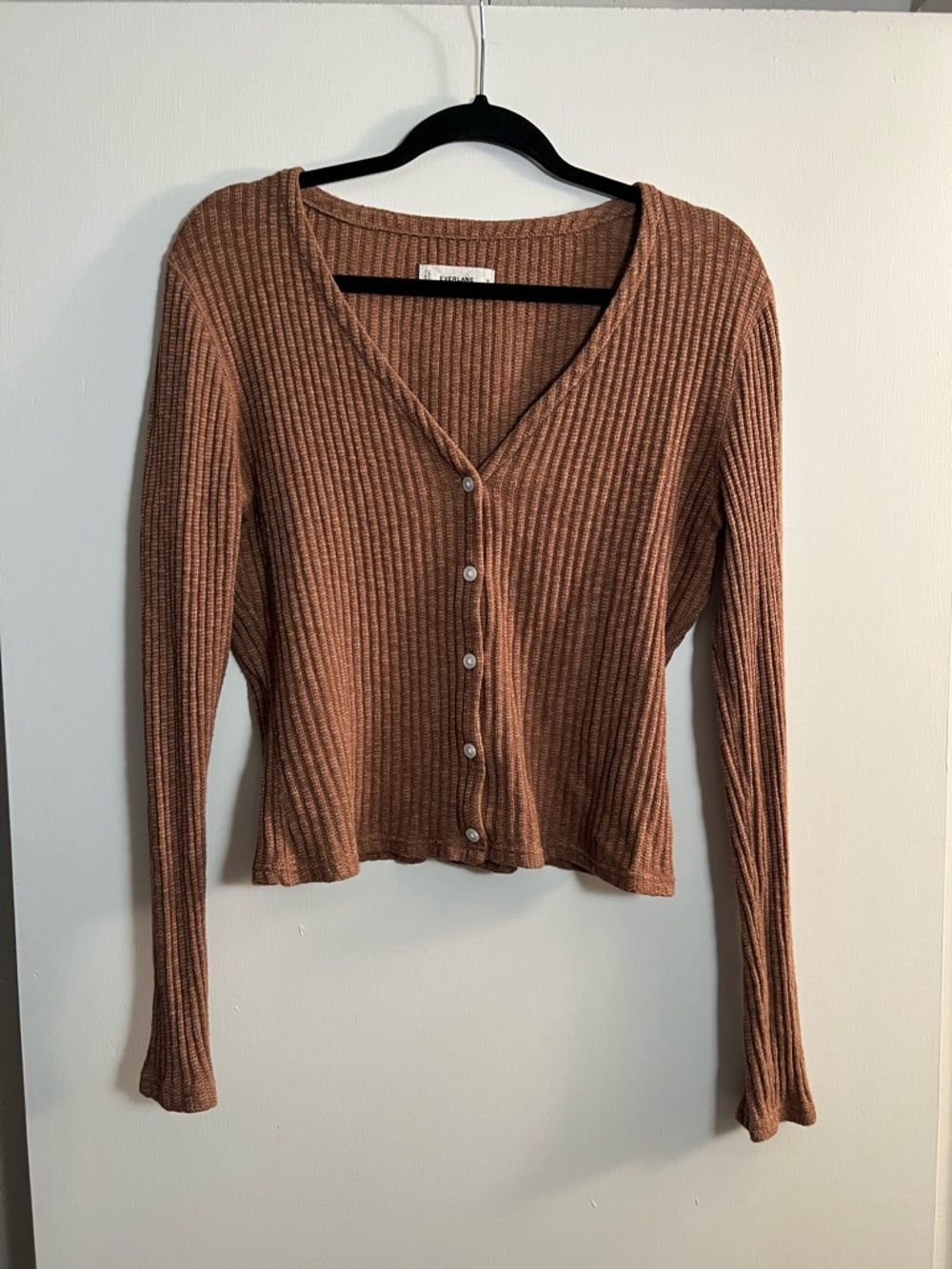 Everlane Ribbed Knit V Neck Cardigan